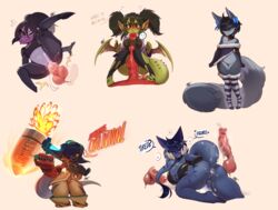 animal_humanoid anthro breasts canid canine clothing collar cum cum_in_ass cum_inside cum_leaking disembodied_penis dragon dragon_humanoid duo erection female female_penetrated girly group group_sex heart hi_res humanoid humanoid_penis kanel league_of_legends legwear male male_penetrating mammal penetration penis riot_games rule_63 sex spread_legs spreading straight thick_thighs thigh_highs threesome vaginal_penetration veigar video_games wide_hips yordle