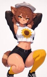 1girl ai_generated big_breasts breasts female female_only hispanic mogambuzz raccoon_girl sexy sexy_body sexy_female sexy_pose youtube_hispanic youtuber_girl