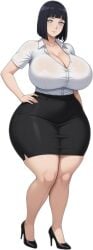1girls ai_generated big_breasts blue_hair bob_cut boruto:_naruto_next_generations byakugan cleavage curvaceous curvy_female eyes female female_focus female_only hand_on_hip high_heels hourglass_figure hyuuga_hinata large_breasts light-skinned_female light_skin looking_at_viewer milf miniskirt naruto naruto_(series) pencil_skirt professor short_hair short_skirt thick thick_thighs uzumaki_hinata voluptuous voluptuous_female wide_hips