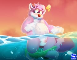 anthro balls canid canine genitals hi_res male male/male mammal nude procyonid raccoon raccoon_dog shairon shairon_coffe solo swimming tanuki tapache