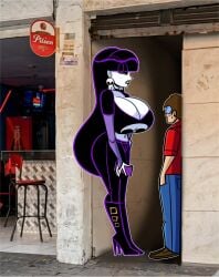 1boy 1girls 2026 2d 2d_(artwork) 2d_artwork alleyway alleyway_milf_(meme) arm_sleeves ass atomickingboo big_ass big_breasts black-haired_female black_eyeshadow black_hair black_hair_female black_lips black_lipstick blush blush_face blush_lines blushed_face blushing blushing_at_partner blushing_male blushing_profusely boots breasts breasts_bigger_than_head buckled_boots choker clothed clothed_female clothed_male clothing colombia crop_top digital_media_(artwork) duo eyeshadow female fully_clothed fully_clothed_female fully_clothed_male glasses heel_boots heeled_boots heels huge_breasts light-skinned_female light-skinned_male light_skin lindel_dollice_quilten lips lipstick male oc original original_character pale-skinned_female pale_skin pants pilsen_callao round_glasses shirt size_difference smaller_male t-shirt taller_female the_besties_(atomickingboo) thick_thighs thighs tshirt