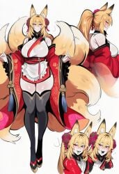 1girls ai_generated female female_only kitsune kortai novelai original_character reference_sheet tagme