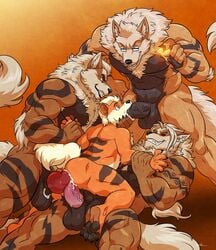 4_toes 4boys 5_fingers alternate_color anal animal_genitalia animal_penis anthro anthrofied arcanine arm_grab ass back big_ass big_dom_small_sub big_penis black_eyes black_fur black_sclera blue_eyes brown_background canine canine_penis cheek_bulge claws cum cum_in_ass cum_inside deepthroat double_anal double_penetration drooling feet fellatio fire_stone forced forced_yaoi furry gangbang gangrape gay genital_piercing glasses glowing group group_sex growlithe helpless hi_res huge_penis huge_testicles humanoid_penis interspecies knot larger_male male male_only mammal muscular muscular_legs muscular_male nintendo nipples no_nipples nude oral orange_fur original_character paws penetration penis piercing pokemon pokemon_(species) rape red_eyes rough_sex saliva sex sheath size_difference smaller_male soles source_request spitroast spread_legs standing stripes tail testicles text thick_penis thick_thighs toes veins veiny_penis video_games watermark wfa white_fur wide_hips yaoi