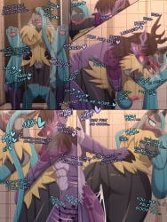 absurd_res anthro areola bathroom big_breasts big_butt black_body blue_body blue_eyes blush bodily_fluids breasts butt canid canine cum cum_drip cum_in_vagina cum_inside cumshot deer dripping duo ejaculation erection fan_character female female_penetrated from_behind_position fur generation_4_pokemon generation_6_pokemon generation_9_pokemon genital_fluids genitals hair hi_res horn japy7u7 kissing lucario male male/female male_penetrating male_penetrating_female mammal mega_evolution mega_lucario mega_lucario_z nintendo nipples nude penetration penile penis pokemon pokemon_(species) pokemon_legends_z-a sex standing standing_doggystyle standing_sex thick_thighs vaginal vulva wide_hips yellow_body