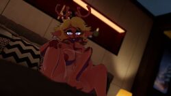3d balls bed bedroom big_penis breasts deltarune futa_only futanari jaredknndy2 looking_at_viewer noelle_holiday noelle_holiday_(cryptiacurves) penis solo solo_futa tagme