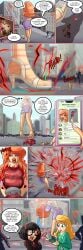 2d 2d_(artwork) big_lips black_hair blow_kiss blowing_kiss building buildings cape city city_background comic_panel crossover dc_comics dialogue digital_media_(artwork) edna_mode eyeshadow giantess giganta haki harley_quinn high_heels jamearts joker lex_luthor lips lipstick lipstick_mark orange_hair orange_hair_female panels phone pixar poison_ivy saliva superman text_message the_incredibles trash_can_lid weird_crossover what
