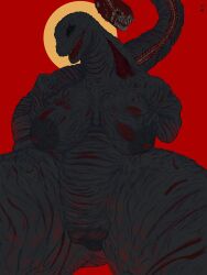 alhuzphy_02 big_breasts big_legs big_nipples big_pussy big_tail big_thighs black_body boobs digital_drawing_(artwork) digital_media_(artwork) disturbing female female_only gigantic_thighs godzilla_(series) gojira horror kaiju monster monster_girl nipples no_sex nsfw rule_63 shin_godzilla tail terror very_big_breast