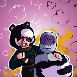 1girl 2d amelie_(bruhname25) bruhname25 fart fart_cloud fart_fetish hug hugging_another skunk skunk_girl skunk_tail smiling stinky stinky_fart y/n yellow_fart yellow_fart_cloud