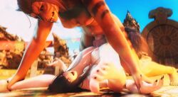 2026 3d animal_genitalia animal_penis ass_up black_hair black_nails black_toenails cum cum_inside dickgirl dickgirl/female final_fantasy final_fantasy_xiv futa_on_female futanari genderswap genderswap_(fti) hi_res hrothgar hrothgar_futa knotted_penis nude nude_female nude_futa on_back open_mouth outdoor_nudity outdoor_sex outdoors painted_nails painted_toenails seongleeyoona square_enix tongue tongue_out wuk_lamat