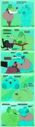 1girl 2girls anthro big_ass big_breasts big_butt big_nipples blue_body blue_eyes blue_hair busty cleavage female female_focus femboy green_body green_hair huge_ass huge_breasts huge_butt male mobiustheice sam_(mobiustheice) slime slime_girl slime_monster thick_thighs voluptuous voluptuous_anthro voluptuous_body voluptuous_female wide_hips