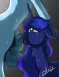 animal_genitalia animal_penis bodily_fluids chris045 crying equid equine equine_genitalia equine_penis fellatio female friendship_is_magic genitals half-closed_eyes hasbro hi_res horse mammal my_little_pony mythological_creature mythological_equine mythology narrowed_eyes oral penile penis pony princess_luna_(mlp) sex solo tears