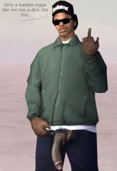 3d 3d_(artwork) 3d_model 3d_render afro cap gangster glasses grand_theft_auto grand_theft_auto:_san_andreas lance_wilson male_focus male_only middle_finger sunglasses unzipped unzipped_pants