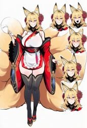 1girls ai_generated female female_only kitsune kortai novelai original_character reference_sheet tagme