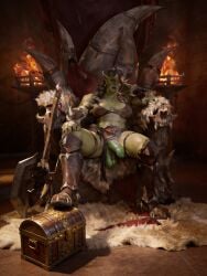 ai_generated battle_axe becoming_erect casual_exposure flaccid flaccid_penis flashing flashing_penis foreskin futa futanari innefective_clothing loincloth loincloth_aside looking_at_viewer orc orc_futa orc_futanari penis sagging_balls saggy_balls semi_nude sweating sweaty sweaty_balls sweaty_body sweaty_cock sweaty_penis throne throne_room treasure treasure_chest