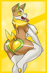 1girls 2019 absurdres anthro anthrofied areola ass back big_ass big_ears big_eyes blush breasts canine chubby feet female female_only fur furry green_eyes heart highres huge_ass huge_breasts large_ass large_breasts lime09 looking_at_viewer looking_back mammal nintendo nipples nude open_mouth paws pokemon pokemon_ss pokemorph pussy simple_background smile solo tail thick_thighs tongue tongue_out wide_hips yamper yellow_background yellow_sclera yellow_skin