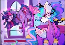 age_difference agegap bdsm bdsm_gear bdsm_outfit bdsm_suit bondage buttplug celestia_(my_little_pony) crying crying_while_penetrated crying_with_eyes_open dildo_in_pussy dominant_female latex latex_clothing mlp mlp_fim mlp_g4 mylittlepony parasitus princess_celestia_(mlp) princess_twilight_sparkle princess_twilight_sparkle_(mlp) teacher/student teacher_and_student teacher_female twilight_princess twilight_sparkle_(mlp)