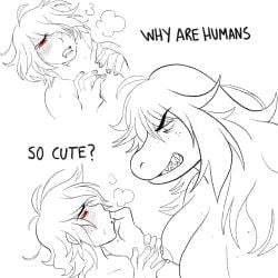 ambiguous_gender anthro asphyxiation bangs blush blush_lines bodily_fluids breath choking colored_nails deltarune dialogue dominant dominant_anthro dominant_female drooling duo ear_piercing ear_ring english_text eyes_mostly_closed facial_piercing female female/ambiguous finger_in_mouth fingering freckled_face freckled_shoulders freckles hair hand_on_neck hi_res human human_fetish human_on_anthro interspecies kris_(deltarune) kris_dreemurr lip_piercing long_hair mammal monochrome nails narrowed_eyes nipple_piercing nipples open_mouth oral_fingering piercing question red_eyes reptile ring_piercing saliva scalie sharp_teeth simple_background snakebite_piercing spicychoccy spot_color submissive submissive_ambiguous submissive_human susie_(deltarune) sweat sweaty_face sweaty_shoulders swept_bangs tears teeth text throat_grab thumb_in_mouth undertale_(series)