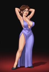1girls 2d 2d_(artwork) ai_assisted ai_generated big_breasts breasts cleavage clothed clothing daeisi digital_drawing_(artwork) digital_media_(artwork) dress erect_nipples erect_nipples_under_clothes female female_focus female_only freckles freckles_on_breasts freckles_on_chest freckles_on_face green_eyes light-skinned_female light_skin medium_breasts nipples nipples_visible_through_clothing pose posing presenting presenting_breasts red_carpet red_hair redhead showing_off simple_background summertime_saga tammy_johnson_(summertime_saga) thick_thighs