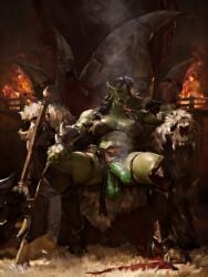ai_generated battle_axe big_balls big_cock big_penis big_thighs flashing flashing_penis foreskin futa futanari glistening_body glistening_skin innefective_clothing loincloth loincloth_aside looking_at_viewer orc orc_futa orc_futanari steam steaming_body steamy_penis sweating sweating_female sweating_futa sweating_profusely sweaty sweaty_balls sweaty_body sweaty_cock sweaty_genitalia sweaty_penis sweaty_thighs throne