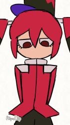 1girls animated areolae black_skirt breasts chibi_style drill_hair flipaclip hat hidden_breasts hidden_buxom huge_breasts jakusha_no_march_(synthesizer_v) kasane_teto kasane_teto_(sv) looking_at_breasts looking_away mv_character nipples no_mouth red_eyes red_hair red_hat red_shirt shirt shirt_lift simple_background skirt solo swoiffer2 synthesizer_v tagme twin_drills utau video white_background
