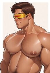 ai_generated athletic athletic_male bara cyclops_(x-men) daddy gay gylesloh male male_only marvel marvel_rivals moobs muscular muscular_male pecs pectorals profile profile_view scott_summers superhero torso torso_shot upper_body x-men yaoi