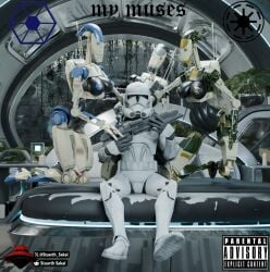 1boy 3d 3d_(artwork) 3girls airress3d_(3d-modeller) album_cover album_reference artist_name: b1_battle_droid blender blender3d blender_(artwork) blender_(medium) blender_(software) blender_cycles blender_cycles_(artwork) blender_eevee clone_trooper clone_wars droid droid_(star_wars) fembot hare harem hssakai nsfw render rendered rigid3d_(model) robot robot_girl robot_humanoid soldier star_wars stuarth_sakai