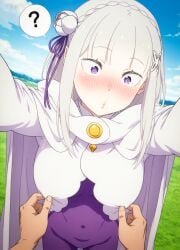 ai_generated elf elf_ears elf_female elf_girl emilia_(re:zero) half-elf light-skinned_female re:zero_kara_hajimeru_isekai_seikatsu reid_astrea_(re:zero) sexual_harassment silver_hair