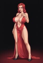 1girls 2d 2d_(artwork) ai_assisted ai_generated big_breasts breasts cleavage clothed clothing daeisi digital_drawing_(artwork) digital_media_(artwork) dress erect_nipples erect_nipples_under_clothes female female_focus female_only light-skinned_female light_skin medium_breasts milf nipples nipples_visible_through_clothing pose posing presenting presenting_breasts red_carpet red_hair redhead showing_off simple_background summertime_saga thick_thighs tina_hendicks_(summertime_saga)