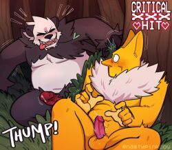 anthro balls blush boner erection furry gay hypno littlegeecko male male_only neck_tuft nintendo nude pangoro penis pokemon white_hair yellow_body yellow_skin