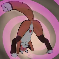 abstract_background absurd_res animal_genitalia anthro anus ass_up backsack balls balls_blush bent_over blush bodily_fluids body_blush butt canid canine dripping eyebrows fluffy fluffy_chest fluffy_tail fox fur genital_fluids genitals hi_res hypnosis hypnotized_male jack-o'_pose larvameps looking_back male mammal mind_control navel nude_anthro nude_male orange_body orange_fur penis pink_anus pose precum precum_drip precum_on_ground presenting presenting_anus presenting_hindquarters raised_tail sheath solo spiral spiral_background spiral_eyes tail true_fox white_body white_fur