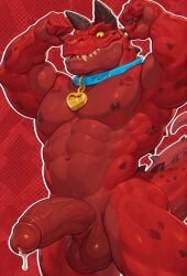 1boy ai_generated bara barazoku cock cum devil_dinosaur dinosaur drvlar gay male male_focus maleonly marvel marvel_comics marvel_rivals monster muscular muscular_male penis solo tyrannosaurus_rex yaoi