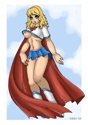 2008 blonde_hair breasts cuteemmy dc female green_eyes linda_danvers long_hair nipples open_mouth panties supergirl superman_(series)