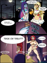 1futa 2girls angel blonde_hair blue_hair breasts cleavage comic cosplay dickgirl dress english_text erection female futanari glasses halloween hizzacked imminent_sex intersex large_breasts large_penis long_hair lux_(hizzacked) mey-mey night nipples nude open_mouth panty_&_stocking_with_garterbelt panty_anarchy_(cosplay) penis red_eyes red_hair short_hair sisters speech_bubble standing stocking_anarchy_(cosplay) tattoo testicles text uncensored zoe_(hizzacked)