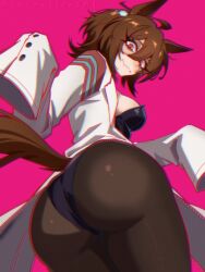 1girls 2d 2d_(artwork) 2d_artwork agnes_tachyon_(umamusume) ass big_ass big_butt boobs breasts brown_fur brown_hair brown_hair_female butt buttons clothed clothed_female clothes coat digital_drawing_(artwork) digital_media digital_media_(artwork) ears ears_up female female_focus female_only girl hairy_pussy horse_ears horse_girl horse_tail humanoid hybrid junoelise lab_coat labcoat light-skinned_female light_skin light_skin_female light_skinned long_ears looking_at_viewer looking_back looking_back_at_viewer looking_down looking_down_at_viewer nerd nerd_female nerdy_female no_dialogue no_text panties partially_nude partially_nude_female pink_background rear_focus rear_view red_eyes revealing_clothes revealing_clothing revealing_outfit sexually_suggestive sexy side_boob sideboob slim slim_female slim_girl smile smiling smiling_at_viewer stocking stockings suggestive suggestive_look suggestive_pose superheroine textless thighs tits umamusume umamusume_pretty_derby underwear zipper