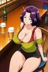 1girls ai_generated beer breasts drinking drunk grand_blue hamaoka_azusa sitting smile