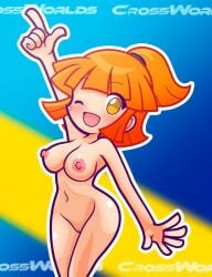 1girls arle_nadja breasts completely_nude crossover female female_only furii_(artist) light-skinned_female light_skin naked nipples nude nude_female one_eye_closed orange_hair puyo_puyo puyo_puyo_artstyle sega short_hair solo sonic_(series) sonic_racing_crossworlds wink