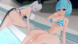 3d bikini blue_striped_bikini boobs breasts demon demon_girl demon_horns demon_tail elf elf_ears elf_female elf_girl female indie_virtual_youtuber keisha_callie keisha_callie_vt koikatsu large_boobs large_breasts large_tits oc original original_character roselynn_rosenthal tits titties vtuber