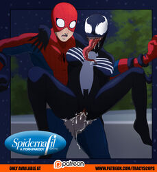1boy 1girls alien ass balls big_breasts black_skin breasts clothed clothing costume cum cum_in_pussy cum_inside female femdom huge_breasts human human_on_humanoid humanoid interspecies large_breasts light-skinned_male light_skin long_tongue male male_human/female_alien male_human/female_humanoid malesub marvel marvel_comics mask nude patreon peter_parker pussy ripped_clothing saliva sex she-venom smooth_skin spider-man spider-man_(series) straight supervillain surprised symbiote teeth tendrils testicles text thick_thighs tied tongue tongue_out tracyscops vagina vaginal_penetration watermark white_eyes wide_eyed wide_hips