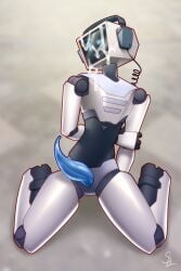 bodily_fluids cum cum_covered cum_on_face electronics genital_fluids genitals headgear headphones headset hi_res joints looking_at_viewer machine male messy monitor monitor_head nariikhan penis robot robotic sitting solo