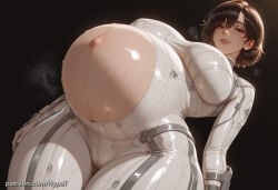 1girl ai_generated alternate_version_at_source asian asian_female back_view big_ass big_butt big_hips bodysuit brown_hair child_bearing_hips clothing evie_(stellar_blade) fat_ass handwear hips_wider_than_shoulders huge_ass hypet jump medium_breasts pale_skin plugsuit pregnant shift_up shiny shiny_skin short_hair simple_background skintight skintight_clothing steam steaming_body stellar_blade stellar_blade:_blood_rain tagme thick thick_ass thick_hips thick_legs thick_thighs thighs tight_clothing tomboy white_bodysuit wide_hips
