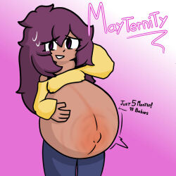 enjoying_pregnancy mayternity oc original original_character pink_eyes pink_eyes_female pink_hair pink_hair_female pregnant pregnant_belly pregnant_female pregnant_with_multiples super_belly