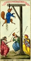 1789 18th_century absurd_res ambiguous_anthro ambiguous_gender ancient_art anthro armor biped blue_clothing blue_coat blue_topwear blush bodily_fluids britannia canid canine charles_james_fox clothed clothed_anthro clothed_female clothed_human clothing coat dancing dated death dialogue digitigrade dress edward_thurlow english_text execution feces feet female female_human fox genital_fluids gibbet group hair hanged headgear headkerchief headwear helmet hi_res holding_melee_weapon holding_object holding_shield holding_sword holding_weapon human humanoid_feet humanoid_hands john_wilkes kerchief long_hair mammal melee_weapon noose open_mouth peeing plantigrade pooping rope semi-anthro shield sword tail text tongue tongue_out topwear traditional_media_(artwork) urine weapon weighing_scale whiskers william_dent william_pitt_the_younger