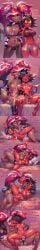 2girls abs ai_generated bare_arms bare_breasts bare_legs bare_shoulders bare_thighs big_breasts black_hair cheating cheating_wife clothed clothing color comic_strip cumming demon demon_girl demon_horns demon_tail dildo english_text female female_focus female_only fingering gigiti grabbing_breasts hand_on_breast hazbin_hotel helluva_boss hi_res imp kiss kissing large_breasts lesbian lesbian_kiss lesbian_sex long_hair millie_(helluva_boss) netorare nipples ntr nude nude_female nude_male penetration penile_penetration pussy pussy_juice sex sex_toy smug smug_face strap-on tall_female text thick_thighs trogiai velvette yuri
