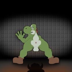 1:1 2025 2_horns 2boys 4_fingers against_surface against_wall anthro anus backsack balls biped black_eyes bowser brown_clothing brown_footwear brown_shoes butt clothing duo fingers footwear footwear_only furry furry_male furry_only gay genitals green_body green_skin green_yoshi horns imminent_sex incubus-valentine koopa looking_at_viewer looking_back looking_back_at_viewer male male/male mario_(series) mostly_nude nintendo perineum presenting presenting_anus presenting_balls presenting_hindquarters raised_tail rear_view reptile scalie shadow shoes shoes_only short_tail solo_focus spread_legs spreading standing tail white_balls white_body white_perineum white_skin yoshi