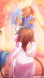 beautiful beautiful_girl bride bride_gown bride_veil dress eipril elice_(eipril) female furry glowing glowing_eyes happy mammal mouse rodent rodent_tail solo solo_female solo_focus standing wedding wedding_dress