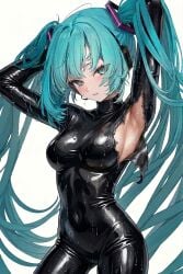 armpits fetish hatsune_miku latex latex_clothing latex_suit