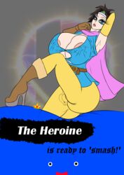 1girls angeldx armpit big_nipples clothing dragon_quest dragon_quest_iii erect_nipples erect_nipples_under_clothes female heroine_(dq3) high_heel_boots huge_breasts huge_pussy large_breasts nipple_slip nipples_visible_through_clothing roto super_smash_bros. the_heroine