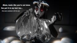 1girls 3d big_breasts black_hair condom_filling cum_on_breasts cum_on_face cum_on_head facial filled_condom grey_body grey_skin huge_breasts large_breasts looking_at_viewer modestmorning oblivionfall phalia tongue tongue_out used_condom used_condoms