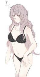 1girls black_bra black_panties lace-trimmed_bra lace-trimmed_panties lace_bra lace_panties long_hair medium_breasts megurine_luka pink_hair underwear underwear_only vocaloid