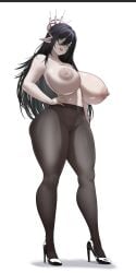 amidasketchbook big_ass big_breasts black_hair goth goth_girl high_heels image indie_virtual_youtuber layna_lazar pale-skinned_female pale_skin pointy_ears solo_female solo_focus stockings thick_thighs virtual_youtuber